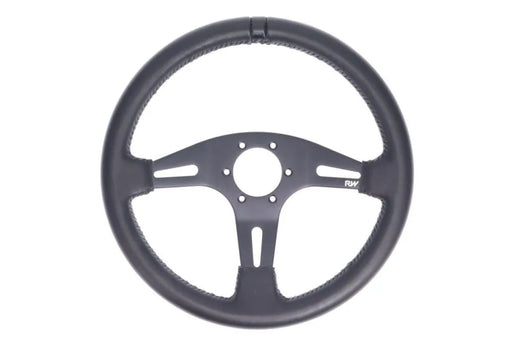 Raceworks 350mm Leather Steering Wheel Flat With Black Stitching VPR-194BK