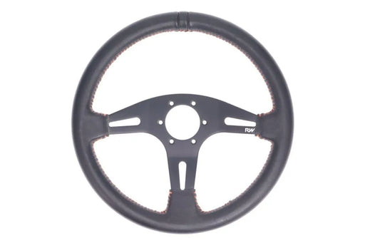 Raceworks 350mm Leather Steering Wheel Flat With Orange Stitching VPR-194OR