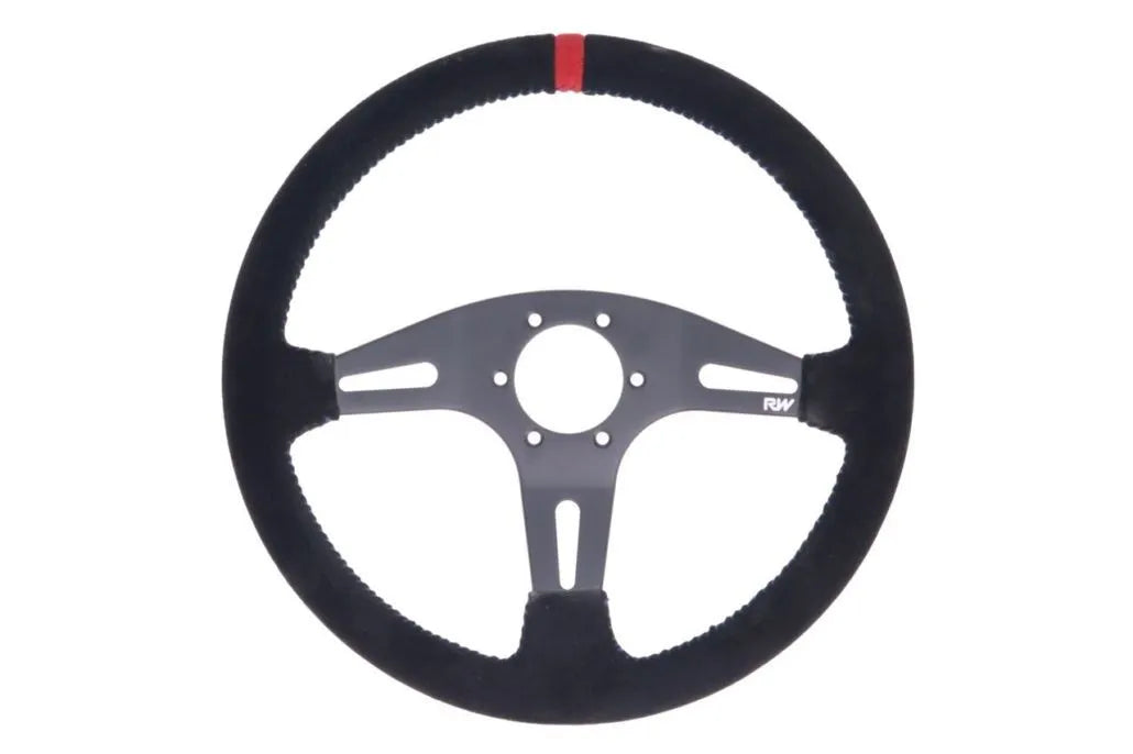 Raceworks 350mm Suede Steering Wheel Flat With Blue Stitching VPR-195BE