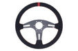 Raceworks 350mm Suede Steering Wheel Flat With Orange Stitching VPR-195OR