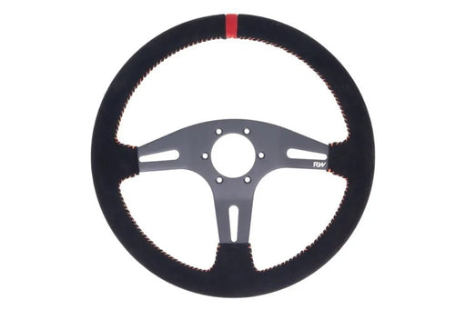 Raceworks 350mm Suede Steering Wheel Flat With Orange Stitching VPR-195OR