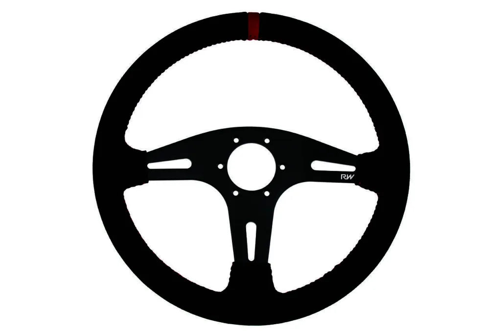 Raceworks 350mm Suede Steering Wheel Flat With Red Stitching VPR-195RD