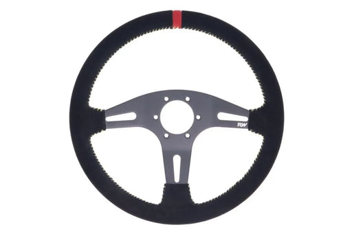 Raceworks 350mm Suede Steering Wheel Flat With Yellow Stitching VPR-195YL