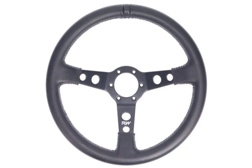 Raceworks 350mm Leather Steering Wheel Dished With Blue Stitching VPR-196BE