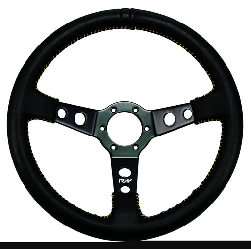 Raceworks 350mm Leather Steering Wheel Dished With Black Stitching VPR-196BK