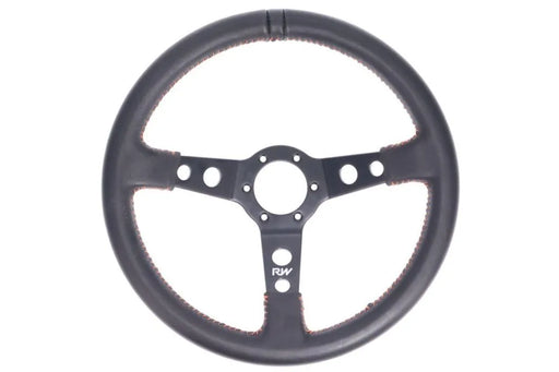 Raceworks 350mm Leather Steering Wheel Dished With Orange Stitching VPR-196OR