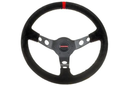 Raceworks 350mm Suede Steering Wheel Dished With Blue Stitching VPR-197BE
