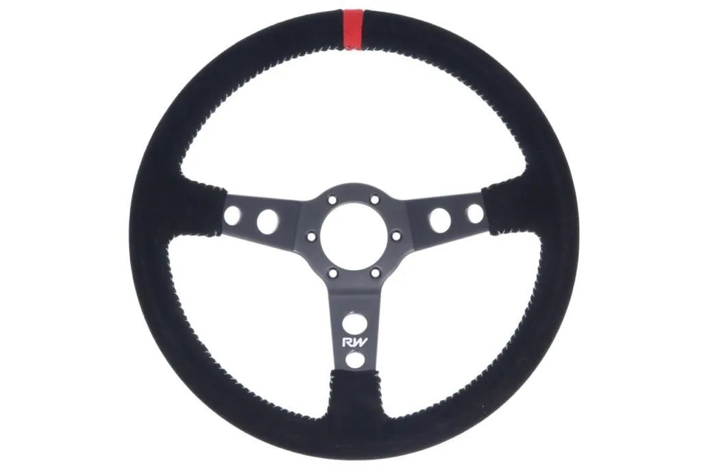 Raceworks 350mm Suede Steering Wheel Dished With Grey Stitching VPR-197GY