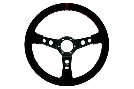 Raceworks 350mm Suede Steering Wheel Dished With Orange Stitching VPR-197OR