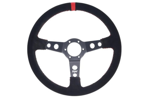 Raceworks 350mm Suede Steering Wheel Dished With Red Stitching VPR-197RD